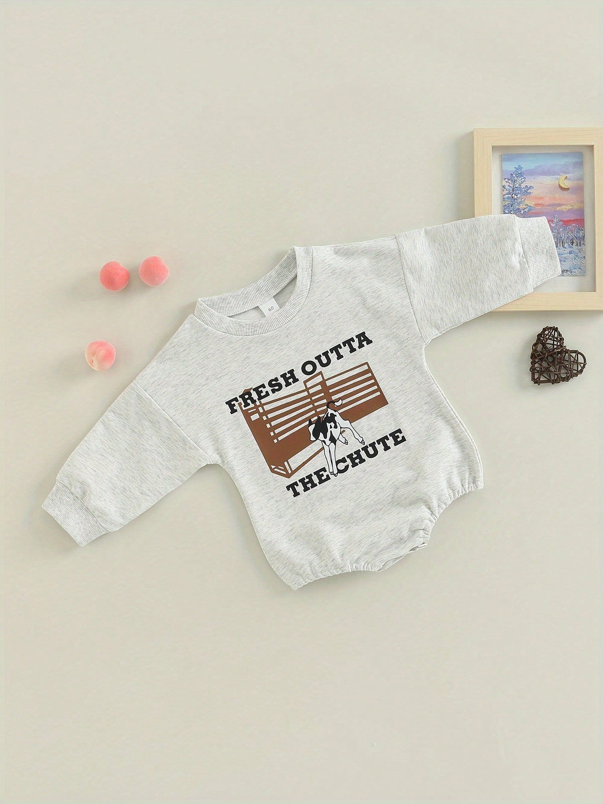 Western Baby Boy Girls Clothes Newborn Infant Cow Print Sweatshirt Romper Oversized Long Sleeve Bodysuit Fall Outfit