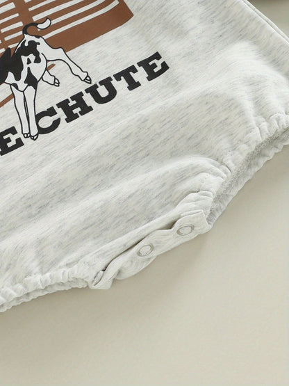 Western Baby Boy Girls Clothes Newborn Infant Cow Print Sweatshirt Romper Oversized Long Sleeve Bodysuit Fall Outfit