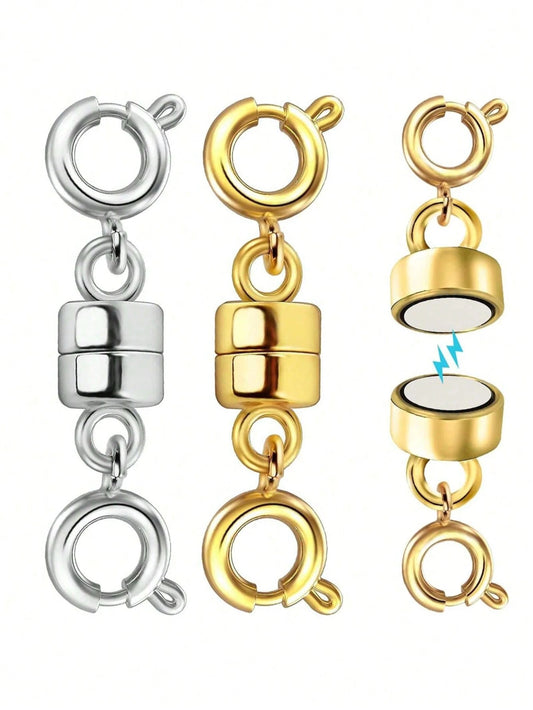 WGRXIRANYKM Double Magnetic Necklace Clasps Closures Golden And Silvery Plated Jewelry Clasps Converters Necklace Extenders For NecklacesJewelry Making Findings