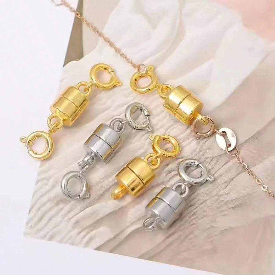 WGRXIRANYKM Double Magnetic Necklace Clasps Closures Golden And Silvery Plated Jewelry Clasps Converters Necklace Extenders For NecklacesJewelry Making Findings