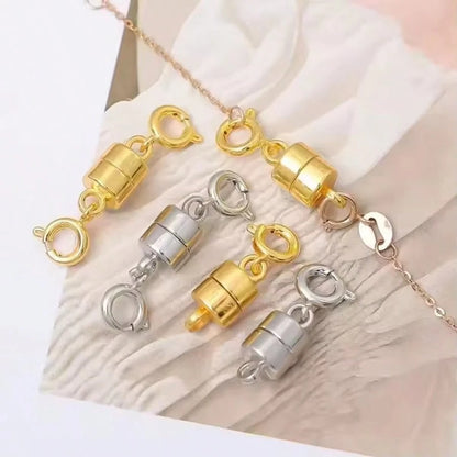 WGRXIRANYKM Double Magnetic Necklace Clasps Closures Golden And Silvery Plated Jewelry Clasps Converters Necklace Extenders For NecklacesJewelry Making Findings