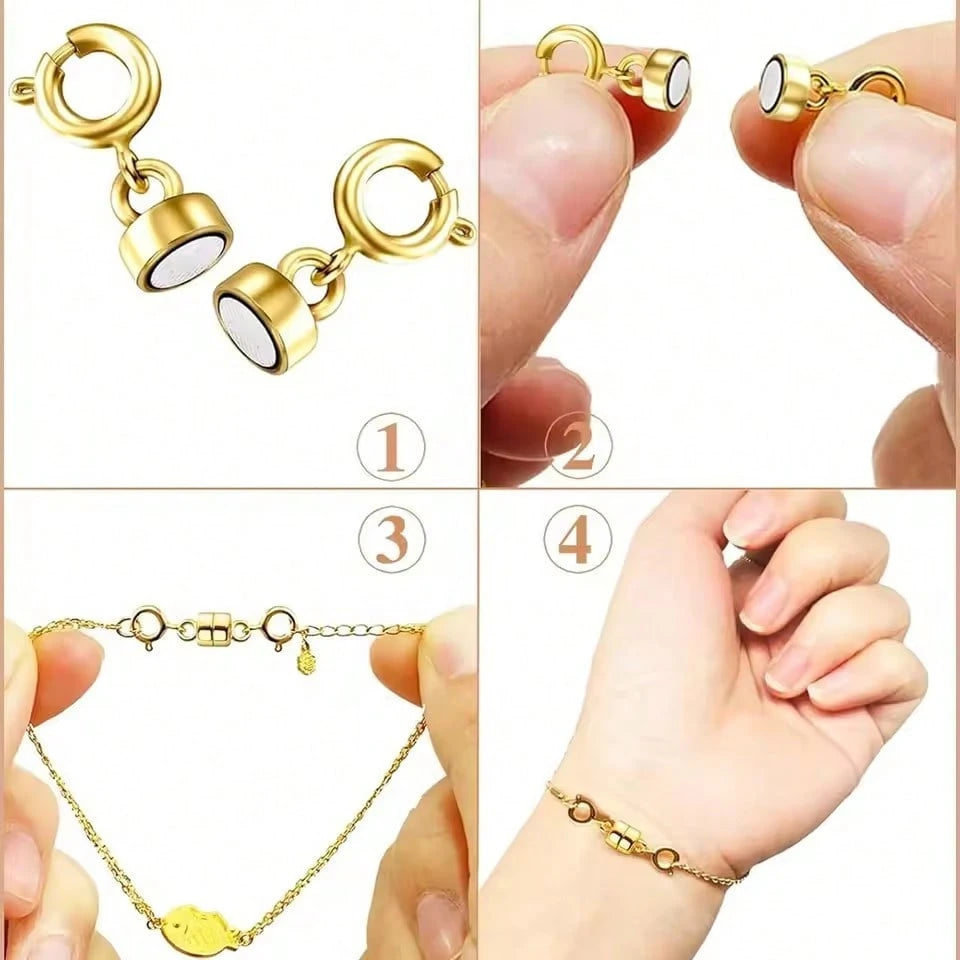 WGRXIRANYKM Double Magnetic Necklace Clasps Closures Golden And Silvery Plated Jewelry Clasps Converters Necklace Extenders For NecklacesJewelry Making Findings