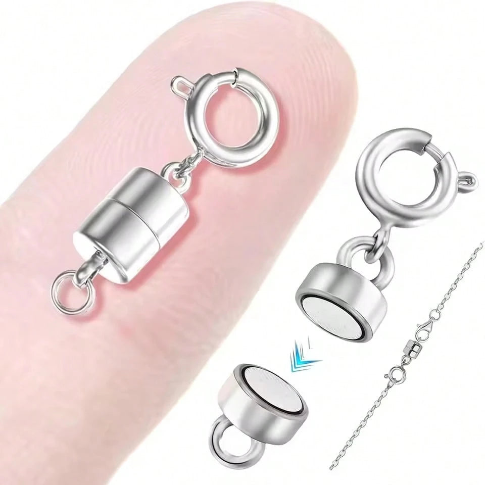 WGRXIRANYKM Double Magnetic Necklace Clasps Closures Golden And Silvery Plated Jewelry Clasps Converters Necklace Extenders For NecklacesJewelry Making Findings