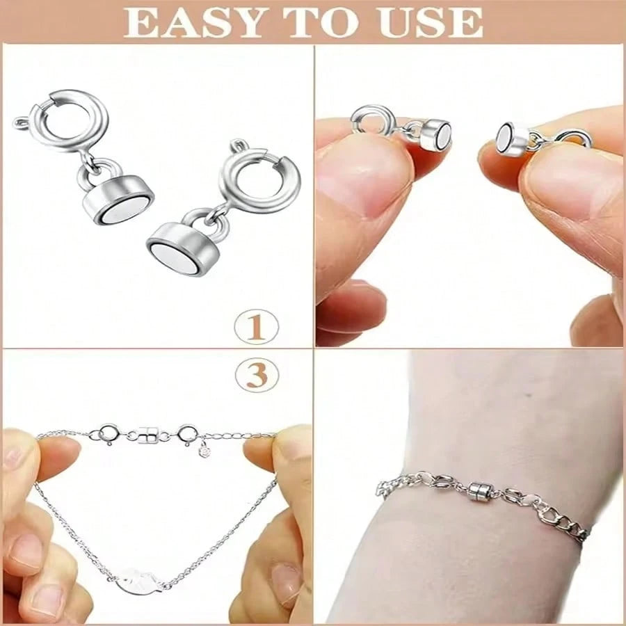 WGRXIRANYKM Double Magnetic Necklace Clasps Closures Golden And Silvery Plated Jewelry Clasps Converters Necklace Extenders For NecklacesJewelry Making Findings