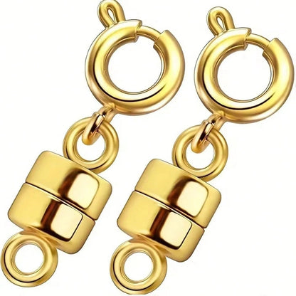 WGRXIRANYKM Double Magnetic Necklace Clasps Closures Golden And Silvery Plated Jewelry Clasps Converters Necklace Extenders For NecklacesJewelry Making Findings