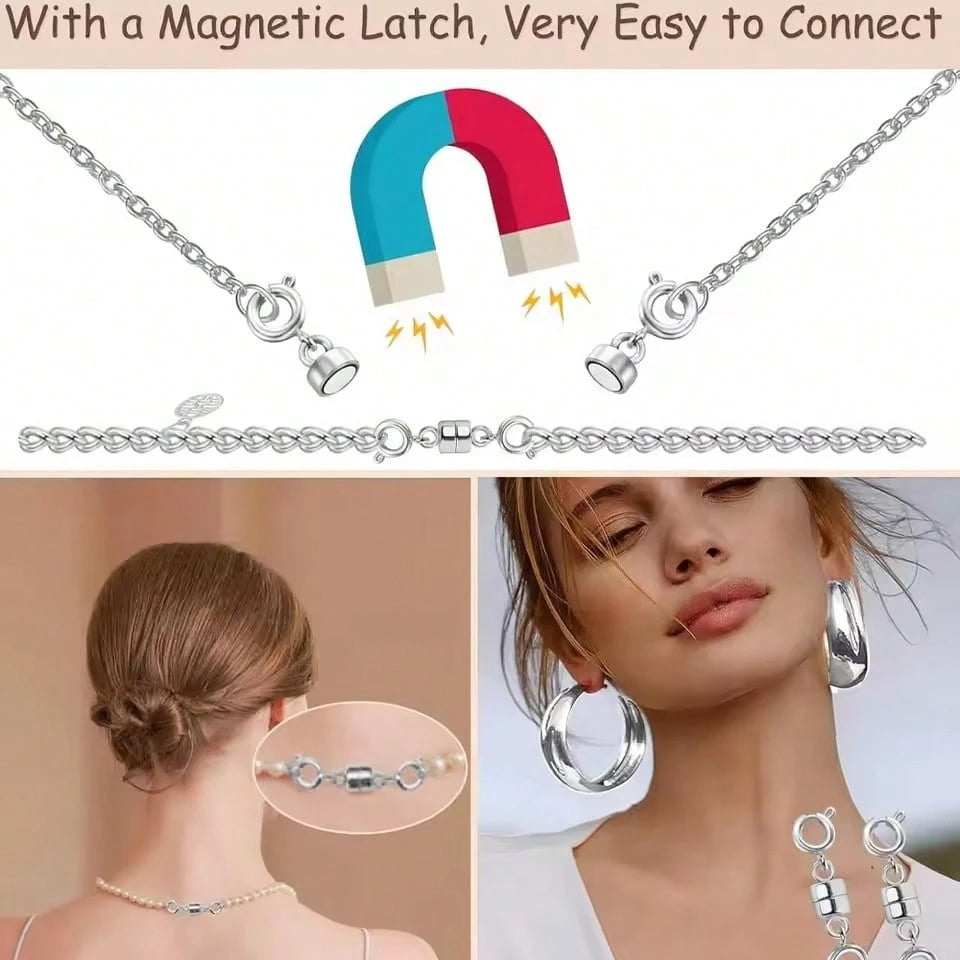 WGRXIRANYKM Double Magnetic Necklace Clasps Closures Golden And Silvery Plated Jewelry Clasps Converters Necklace Extenders For NecklacesJewelry Making Findings