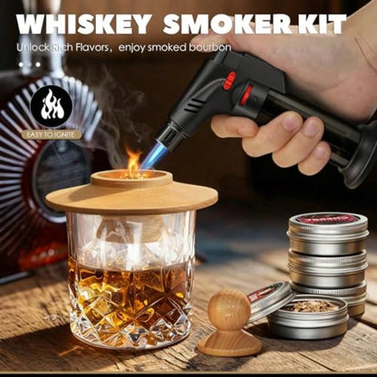 Whiskey Er Kit With Torch Lighter, 4 Flavor Wood Chips + 2pcs Mesh Filter Bowls, Cocktails Er Infuser Kit, Old Fashioned Bourbon Drink Er Set, Gift For Dad Men Cocktail Lovers No Gas
