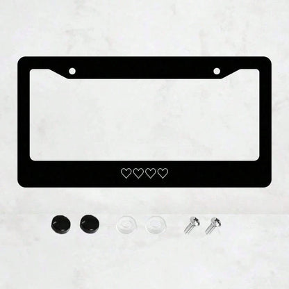 White Heart-Shaped License Plate Frame, Aluminum Anti-Rust Car Accessory, License Plate Decorative Screws, Suitable For Standard 2-Hole American License Plates, 12.2X 6.3inch