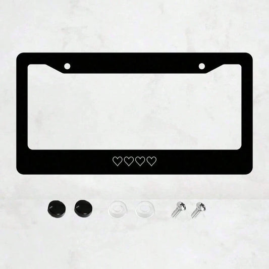 White Heart-Shaped License Plate Frame, Aluminum Anti-Rust Car Accessory, License Plate Decorative Screws, Suitable For Standard 2-Hole American License Plates, 12.2X 6.3inch
