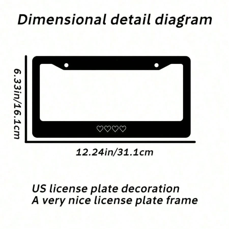 White Heart-Shaped License Plate Frame, Aluminum Anti-Rust Car Accessory, License Plate Decorative Screws, Suitable For Standard 2-Hole American License Plates, 12.2X 6.3inch