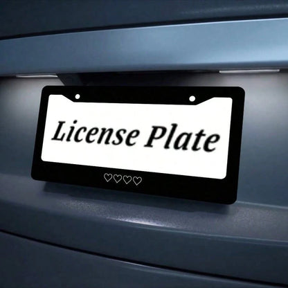 White Heart-Shaped License Plate Frame, Aluminum Anti-Rust Car Accessory, License Plate Decorative Screws, Suitable For Standard 2-Hole American License Plates, 12.2X 6.3inch