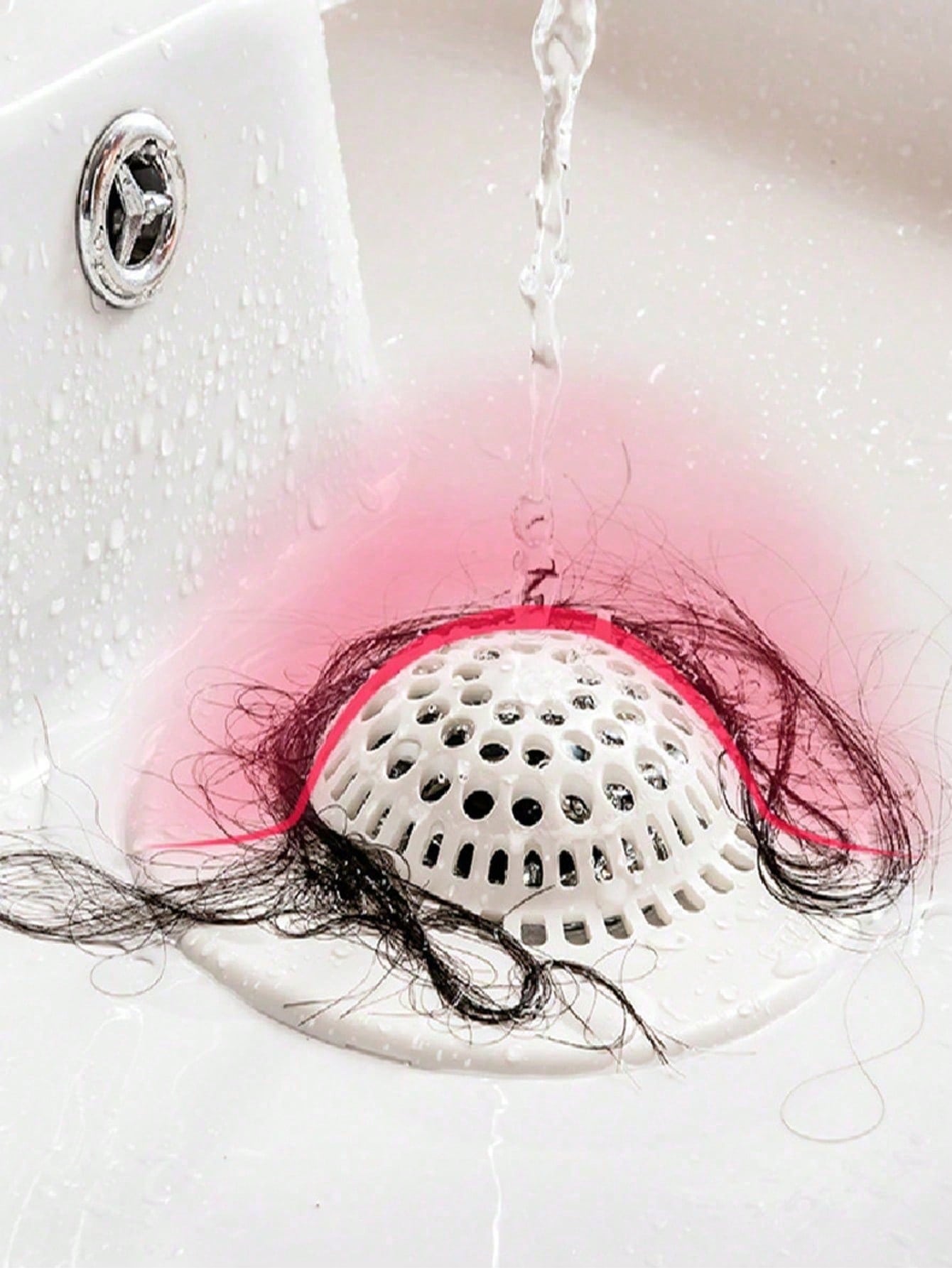 White Silicone Bathroom Drain Filter, Bathroom Sink Hair Catcher With Suction Cup, Collects Hair And Prevents Drain Clogging. Suitable For Shower/Bathtub Drain, Bathroom Sink And Kitchen Sink. Easy To