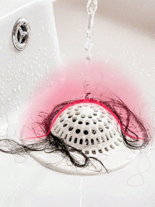 White Silicone Bathroom Drain Filter, Bathroom Sink Hair Catcher With Suction Cup, Collects Hair And Prevents Drain Clogging. Suitable For Shower/Bathtub Drain, Bathroom Sink And Kitchen Sink. Easy To