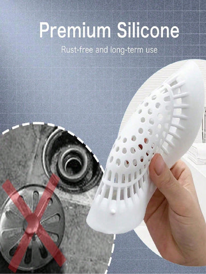 White Silicone Bathroom Drain Filter, Bathroom Sink Hair Catcher With Suction Cup, Collects Hair And Prevents Drain Clogging. Suitable For Shower/Bathtub Drain, Bathroom Sink And Kitchen Sink. Easy To