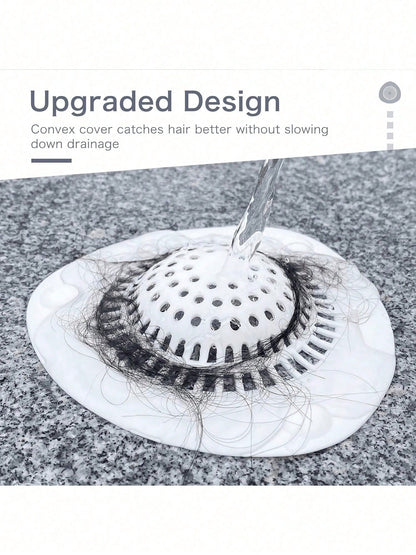 White Silicone Bathroom Drain Filter, Bathroom Sink Hair Catcher With Suction Cup, Collects Hair And Prevents Drain Clogging. Suitable For Shower/Bathtub Drain, Bathroom Sink And Kitchen Sink. Easy To