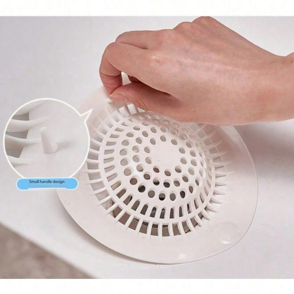 White Silicone Bathroom Drain Filter, Bathroom Sink Hair Catcher With Suction Cup, Collects Hair And Prevents Drain Clogging. Suitable For Shower/Bathtub Drain, Bathroom Sink And Kitchen Sink. Easy To