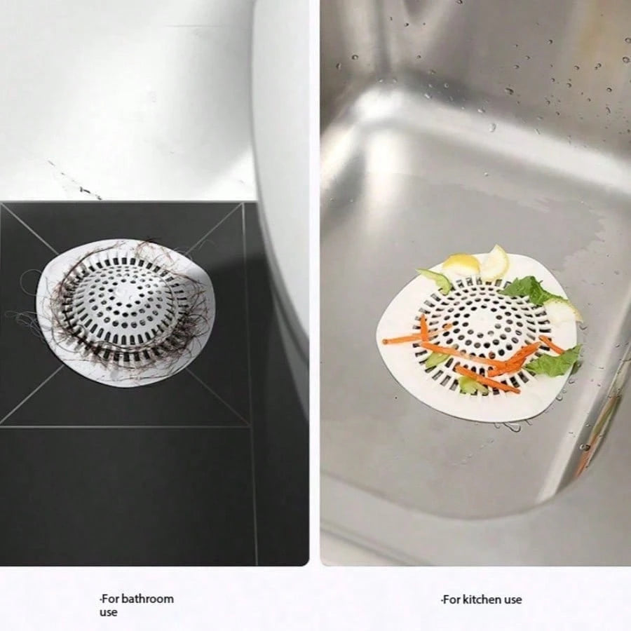 White Silicone Bathroom Drain Filter, Bathroom Sink Hair Catcher With Suction Cup, Collects Hair And Prevents Drain Clogging. Suitable For Shower/Bathtub Drain, Bathroom Sink And Kitchen Sink. Easy To