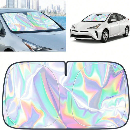 Windshield Sun Shade- Foldable Windshield Cover Sun Shade For Prius Accessories Protect Car From Sun Rays Overlapping UV Reflective Window Sunshade
