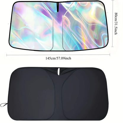 Windshield Sun Shade- Foldable Windshield Cover Sun Shade For Prius Accessories Protect Car From Sun Rays Overlapping UV Reflective Window Sunshade