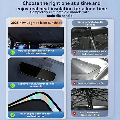 Windshield Sun Shade- Foldable Windshield Cover Sun Shade For Prius Accessories Protect Car From Sun Rays Overlapping UV Reflective Window Sunshade