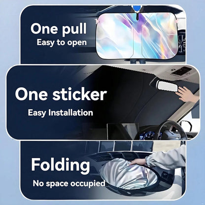 Windshield Sun Shade- Foldable Windshield Cover Sun Shade For Prius Accessories Protect Car From Sun Rays Overlapping UV Reflective Window Sunshade