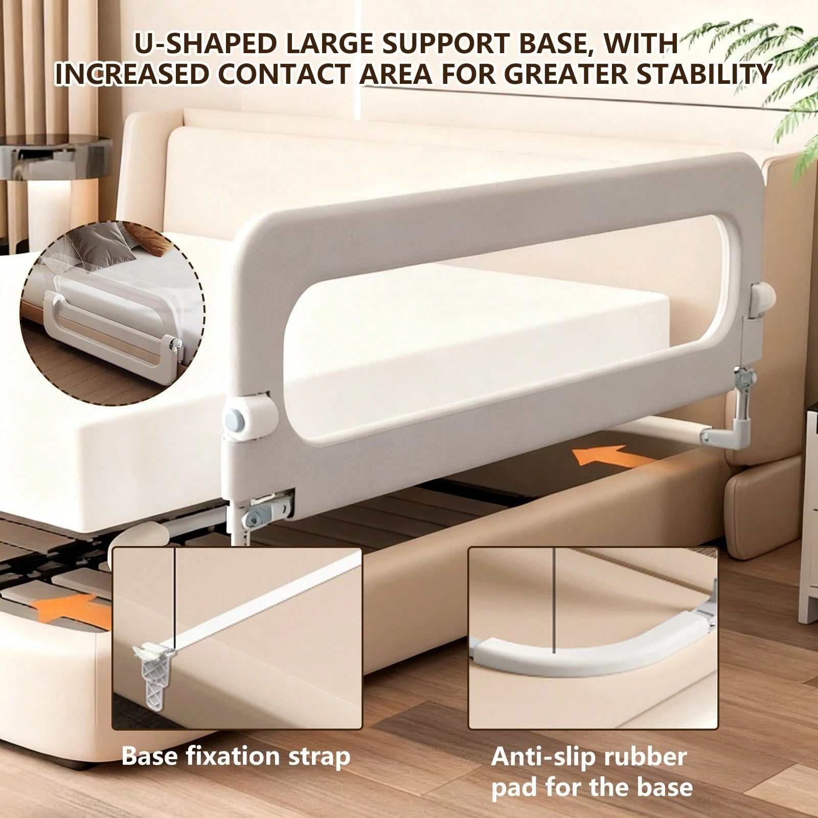 Wintline Bed Guard Rail For Toddlers Adjustable Heights & Folding Up Portable Bed Railing,Toddler Bed Rails Guard For Crib, Twin,Full Size, Queen & King Bed
