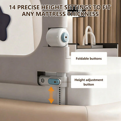 Wintline Bed Guard Rail For Toddlers Adjustable Heights & Folding Up Portable Bed Railing,Toddler Bed Rails Guard For Crib, Twin,Full Size, Queen & King Bed