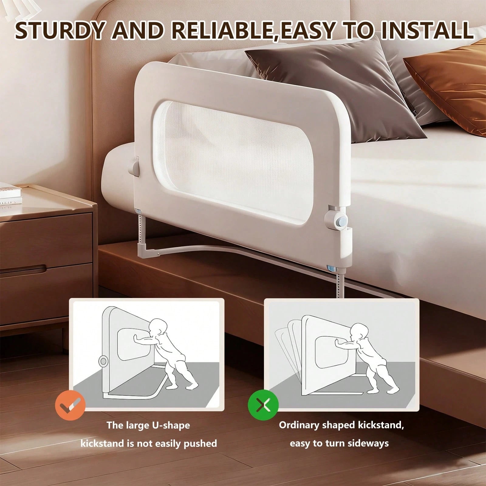 Wintline Bed Guard Rail For Toddlers Adjustable Heights & Folding Up Portable Bed Railing,Toddler Bed Rails Guard For Crib, Twin,Full Size, Queen & King Bed