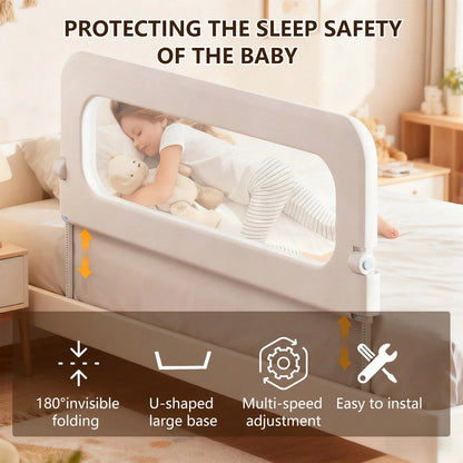 Wintline Bed Guard Rail For Toddlers Adjustable Heights & Folding Up Portable Bed Railing,Toddler Bed Rails Guard For Crib, Twin,Full Size, Queen & King Bed