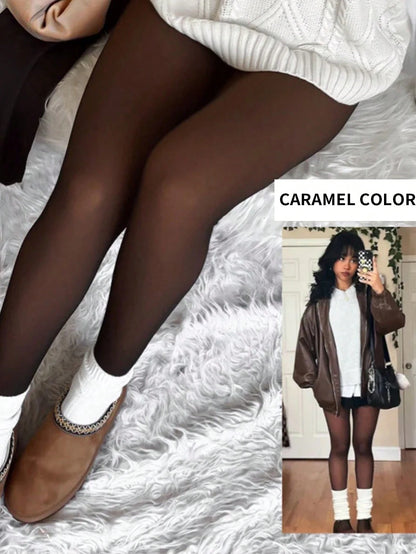 Woman Thermal Tights Sexy Translucent Fleece Leggings Pantyhose Slim Winter Warm Thick Velvet Stockings Female Streetwear Pants