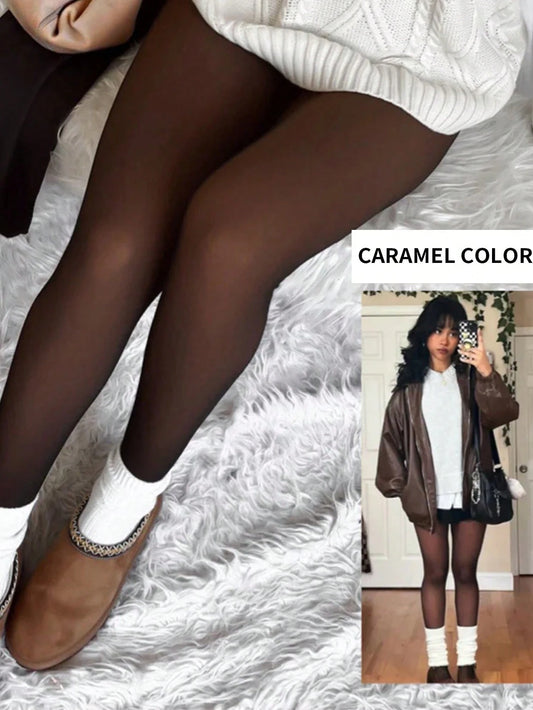 Woman Thermal Tights Sexy Translucent Fleece Leggings Pantyhose Slim Winter Warm Thick Velvet Stockings Female Streetwear Pants