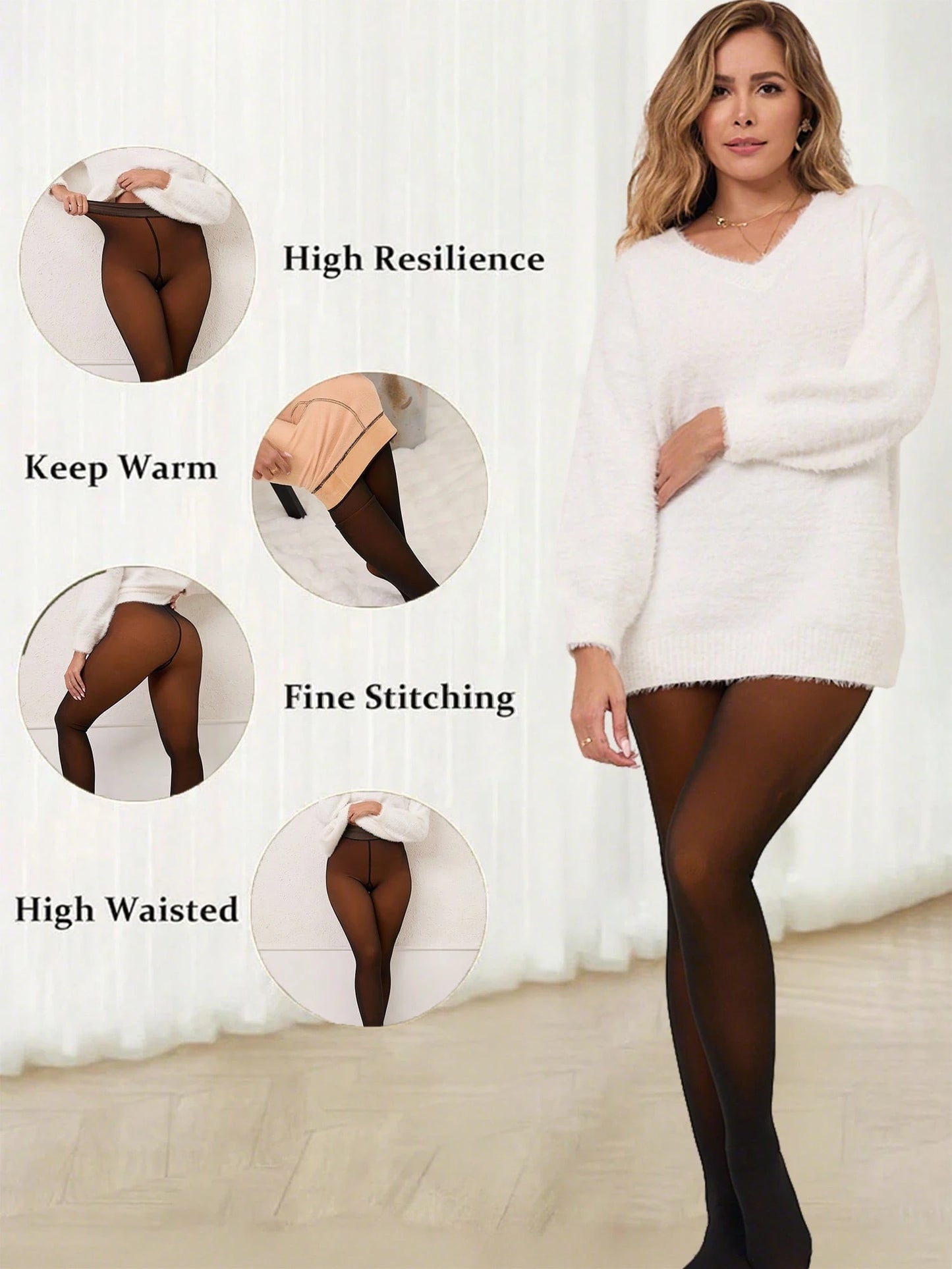 Woman Thermal Tights Sexy Translucent Fleece Leggings Pantyhose Slim Winter Warm Thick Velvet Stockings Female Streetwear Pants