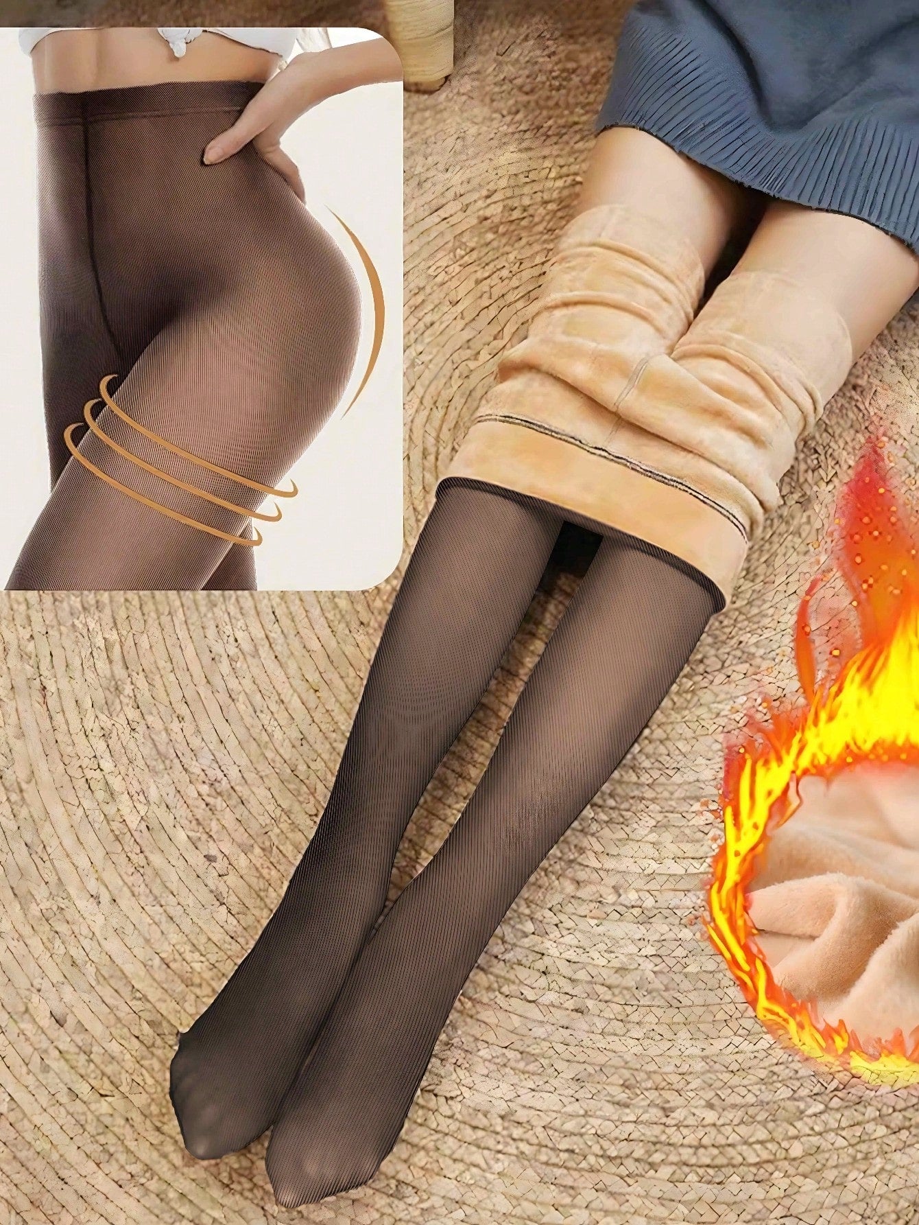 Woman Thermal Tights Sexy Translucent Fleece Leggings Pantyhose Slim Winter Warm Thick Velvet Stockings Female Streetwear Pants