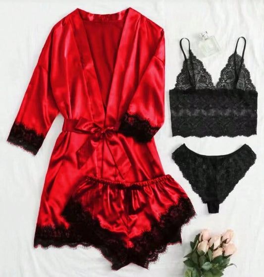 Women' 4-Piece Summer Sleep Set With Sleeveless Top, Shorts, Sleep Dress, And Lightweight Robe For Everyday Wear With Soft Breathable Comfort