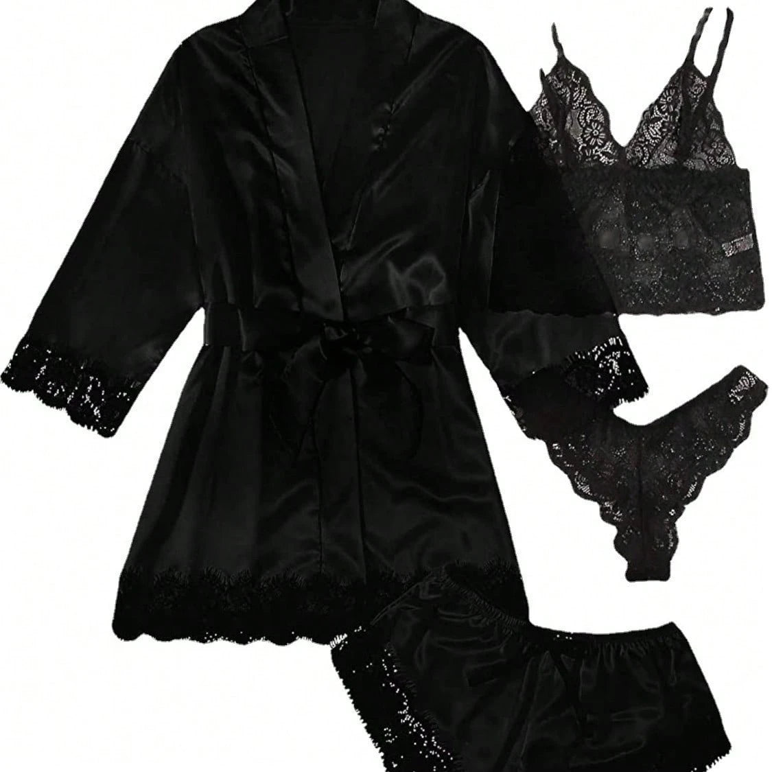Women' 4-Piece Summer Sleep Set With Sleeveless Top, Shorts, Sleep Dress, And Lightweight Robe For Everyday Wear With Soft Breathable Comfort