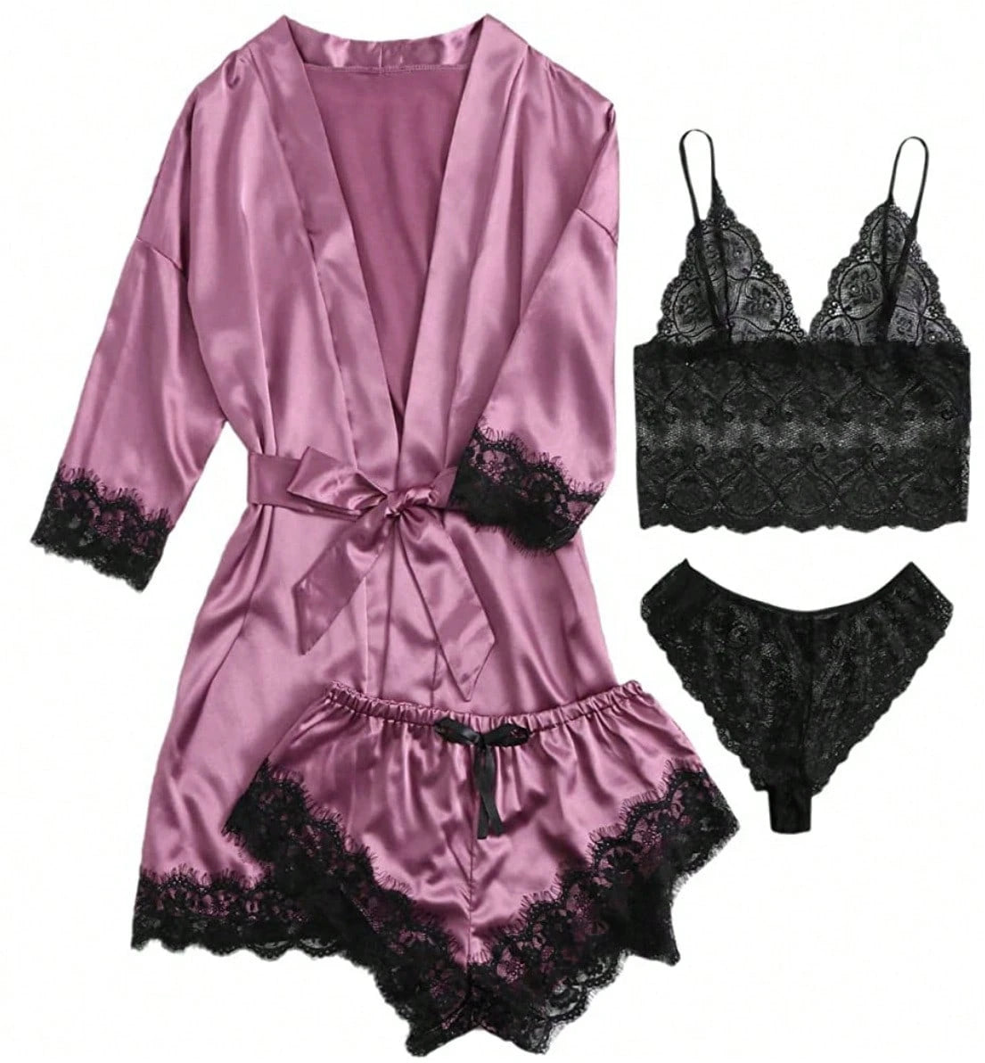 Women' 4-Piece Summer Sleep Set With Sleeveless Top, Shorts, Sleep Dress, And Lightweight Robe For Everyday Wear With Soft Breathable Comfort
