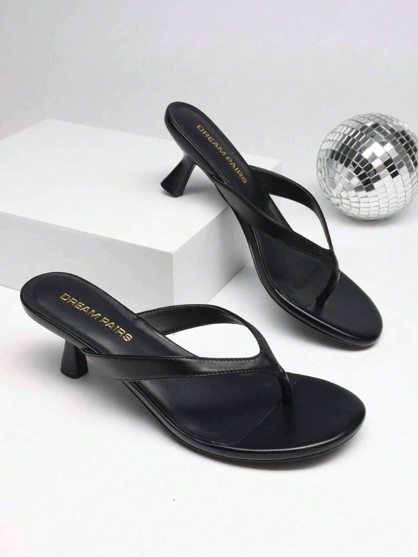 Women Kitten Heel Thong Heeled Sandals Comfortable Open Toe Slip On Summer Sandals
