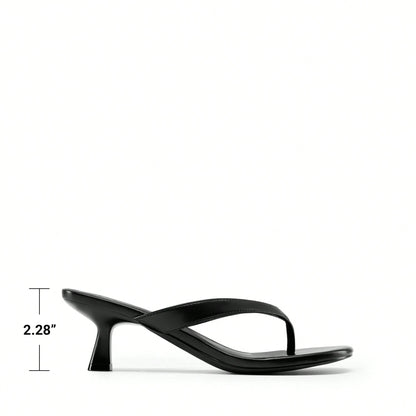 Women Kitten Heel Thong Heeled Sandals Comfortable Open Toe Slip On Summer Sandals