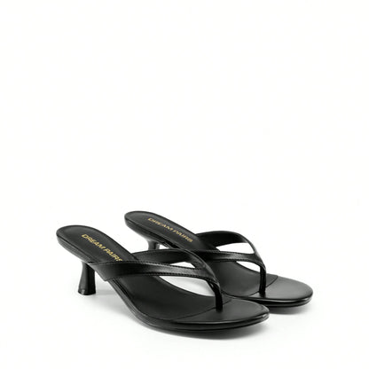 Women Kitten Heel Thong Heeled Sandals Comfortable Open Toe Slip On Summer Sandals
