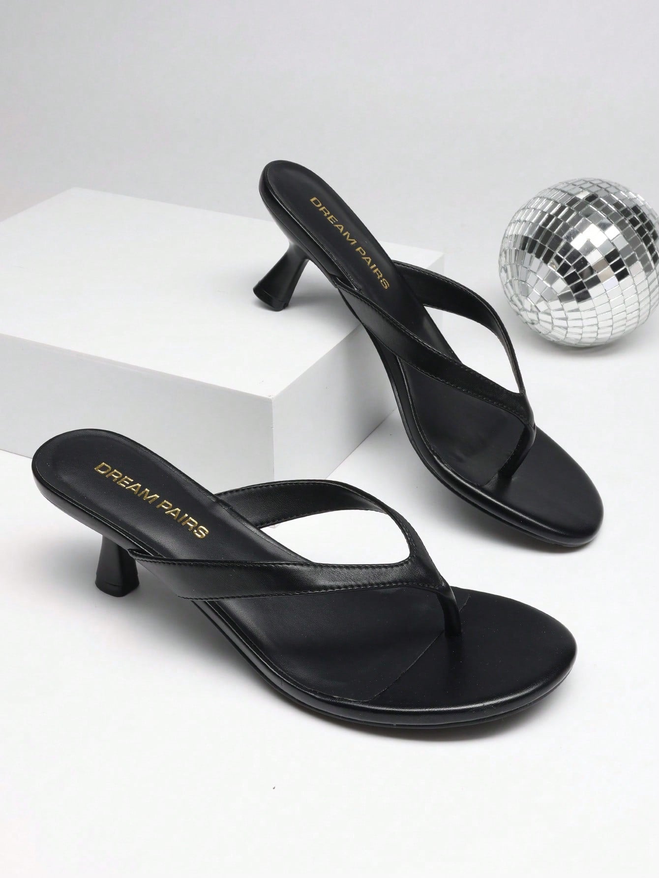Women Kitten Heel Thong Heeled Sandals Comfortable Open Toe Slip On Summer Sandals
