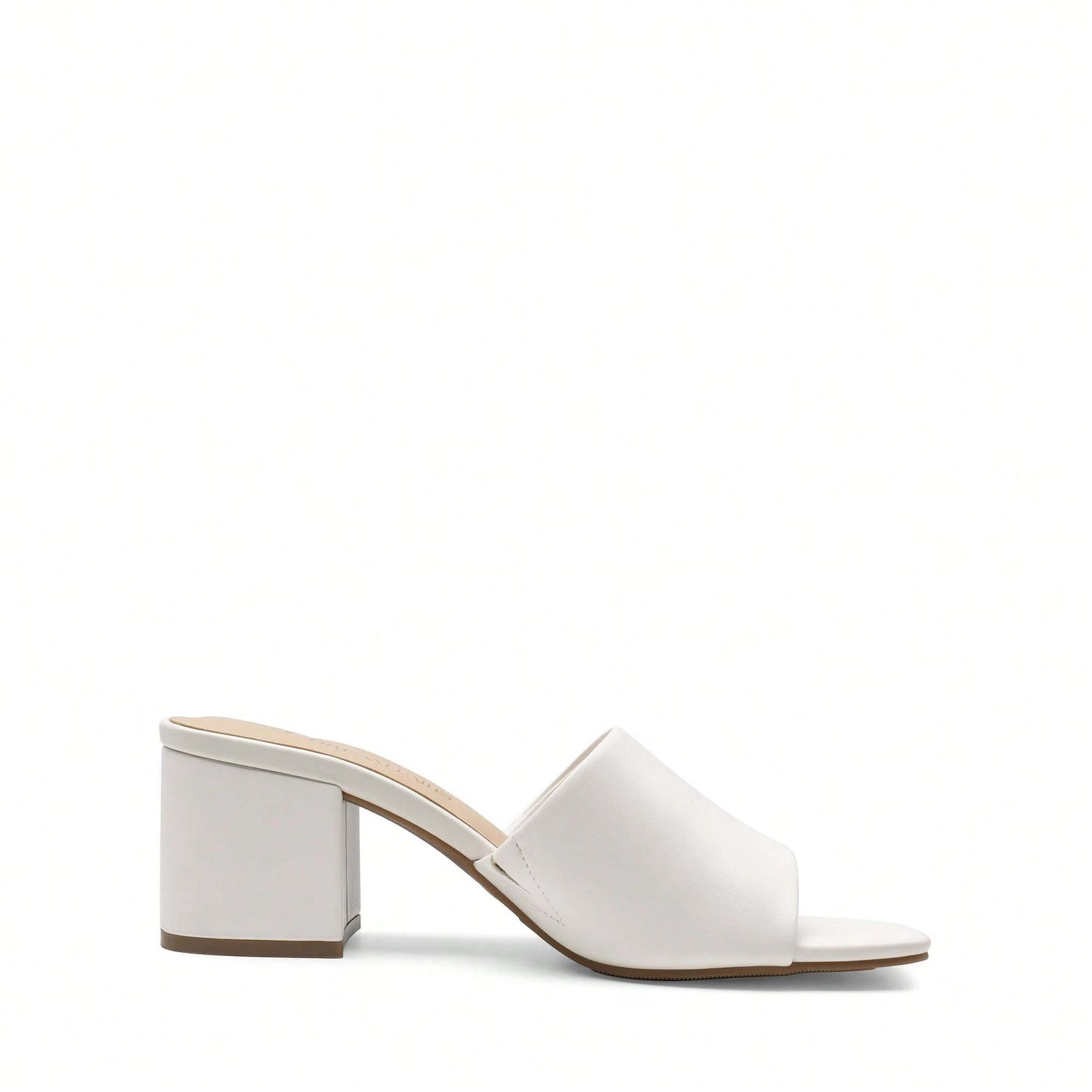 Women Minimalist Chunky Heeled Mule Sandals, Comfortable Slip On Square Open Toe Summer Sandals