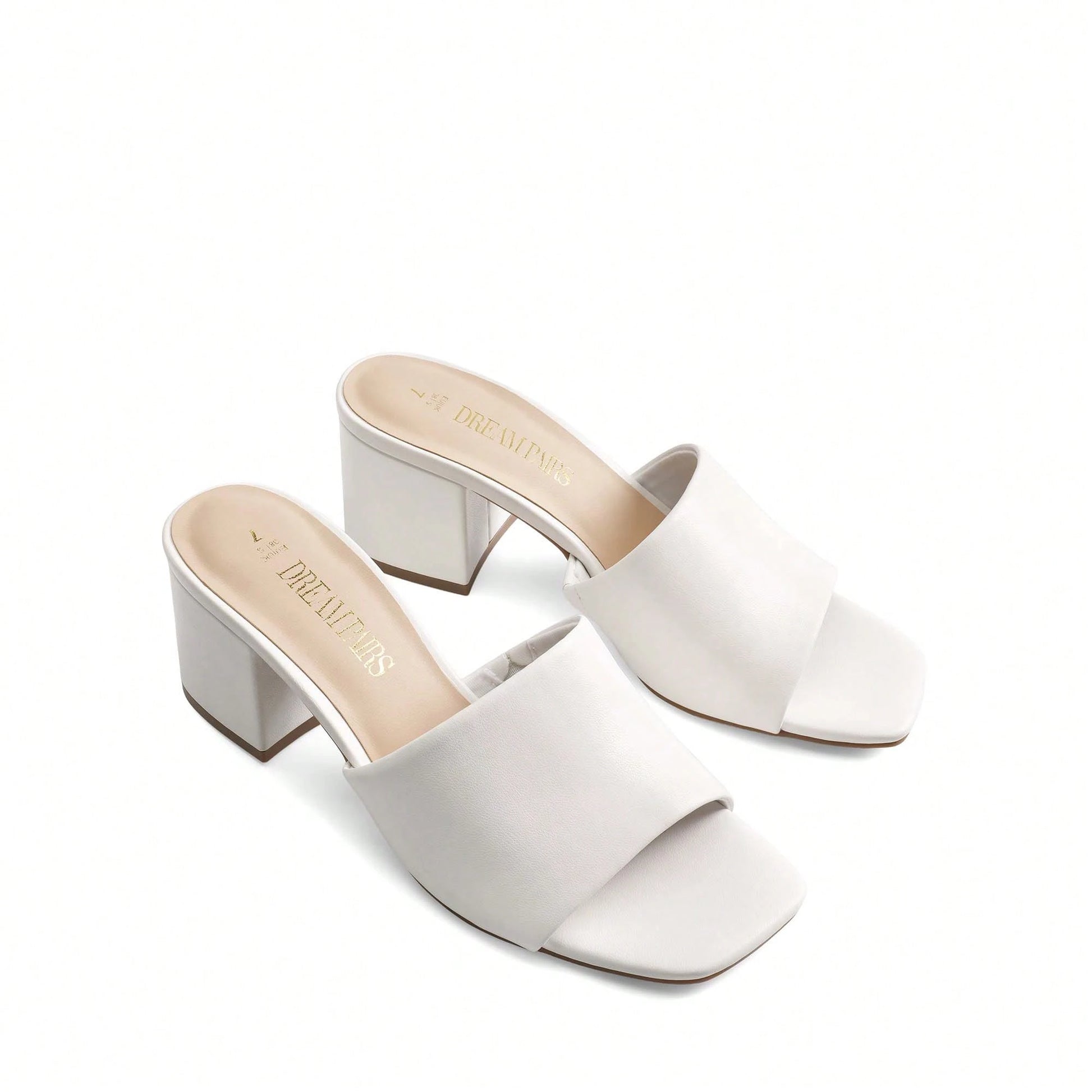 Women Minimalist Chunky Heeled Mule Sandals, Comfortable Slip On Square Open Toe Summer Sandals
