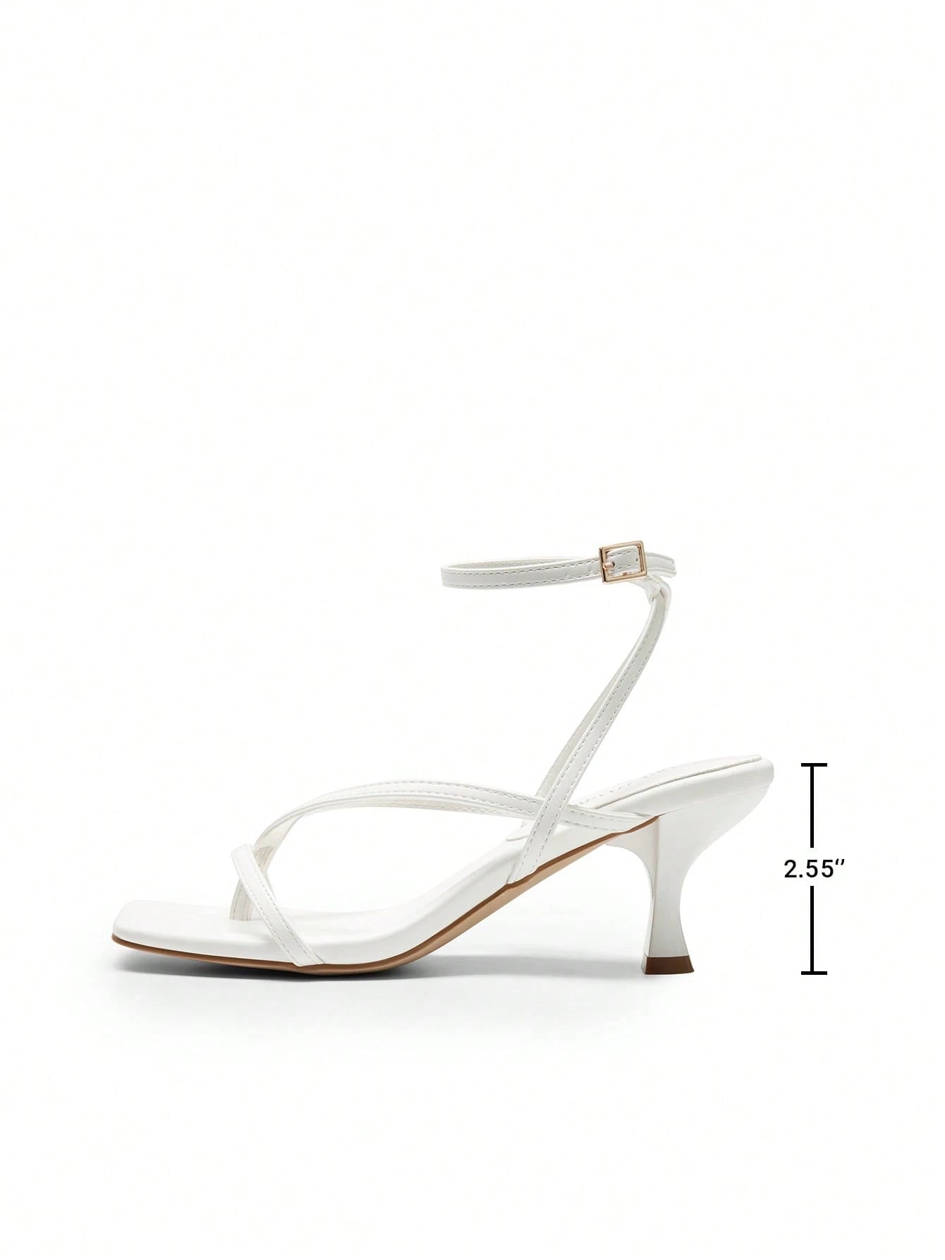 Women Minimalist Low Kitten Heeled Ankle Strap Thong Sandals, Sexy Square Toe Fashion Heeled Sandals