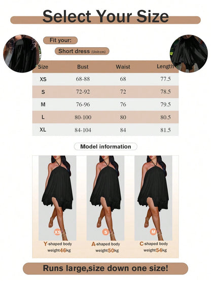 Women's Backless Spaghetti Strap Sleeveless Mini Dress, Sexy Elegant Fashion Party Dress, Suitable For Office, Commute, And Vacation Black Summer, Date Night