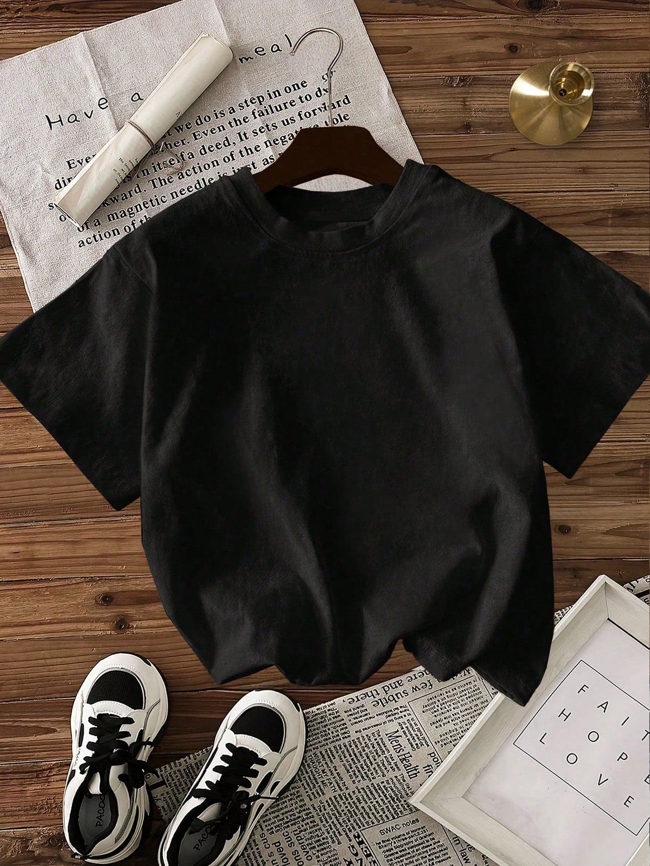 Women's Casual Slogan & Car Print Short Sleeve Round Neck T-Shirt Black Summer