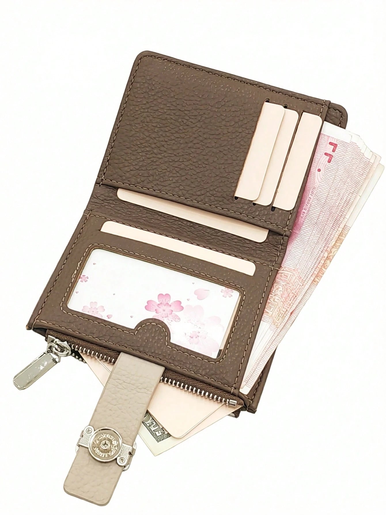 Women's Colorblock Short Wallet, Soft Fashion PU Handheld Magnetic Closure Snap Zipper Wallet, Multi-Function Card Holder For Daily Use, Gift, Ideal Gift