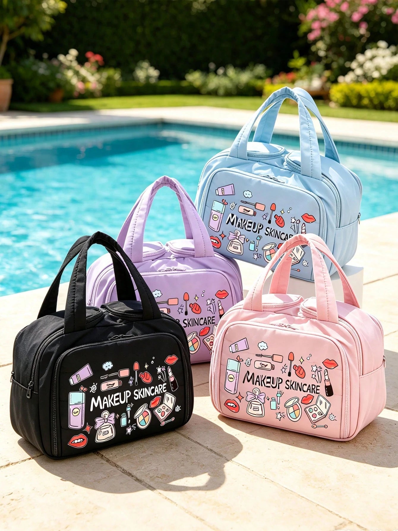 Women's Cute Beauty Skincare Travel Storage Bag, Cosmetic Organizer Bag, Portable Makeup Bag, High-Quality Travel Toiletry Bag, Large Capacity Women's Beauty Organizer Bag- Lightweight Foldable Cosme