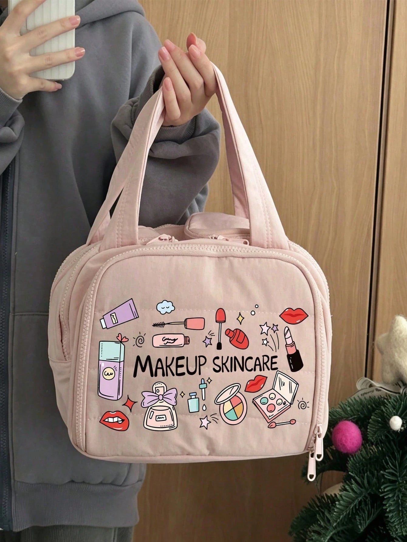 Women's Cute Beauty Skincare Travel Storage Bag, Cosmetic Organizer Bag, Portable Makeup Bag, High-Quality Travel Toiletry Bag, Large Capacity Women's Beauty Organizer Bag- Lightweight Foldable Cosme