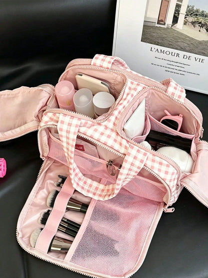 Women's Cute Beauty Skincare Travel Storage Bag, Cosmetic Organizer Bag, Portable Makeup Bag, High-Quality Travel Toiletry Bag, Large Capacity Women's Beauty Organizer Bag- Lightweight Foldable Cosme