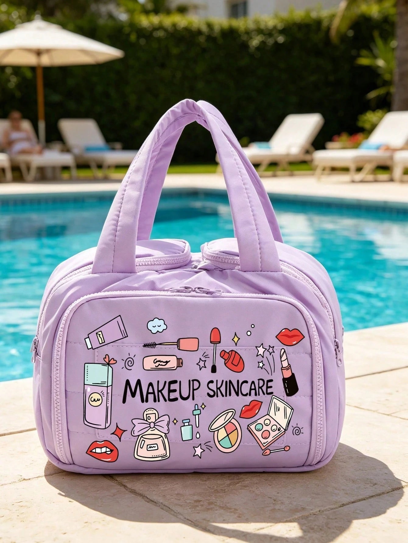 Women's Cute Beauty Skincare Travel Storage Bag, Cosmetic Organizer Bag, Portable Makeup Bag, High-Quality Travel Toiletry Bag, Large Capacity Women's Beauty Organizer Bag- Lightweight Foldable Cosme